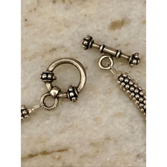 Sterling Silver Bali Bracelet with Rose Pink AB Crystal #breast cancer#handmade - Picture 4 of 4